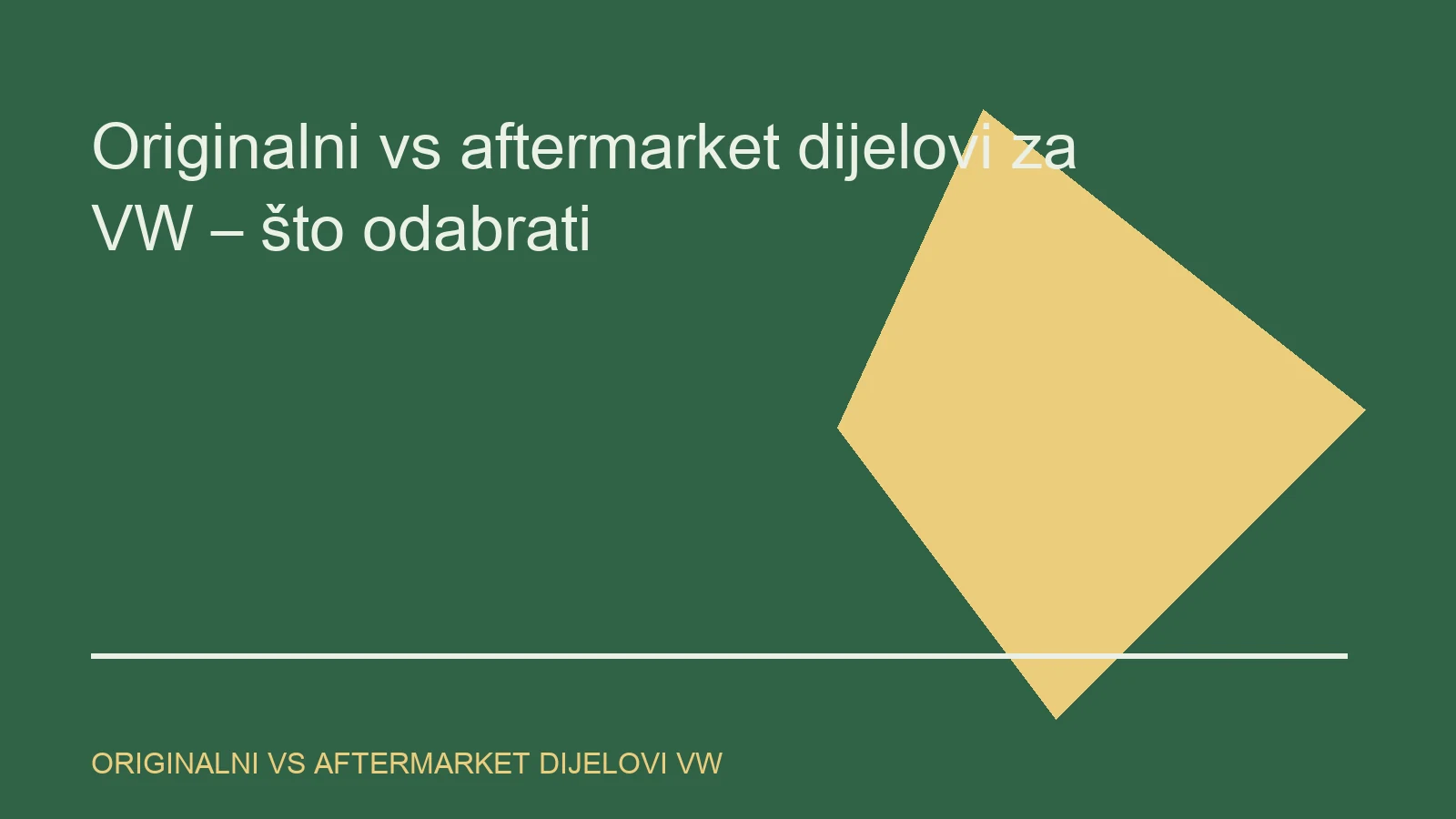 Urednička ilustracija za temu originalni vs aftermarket dijelovi VW